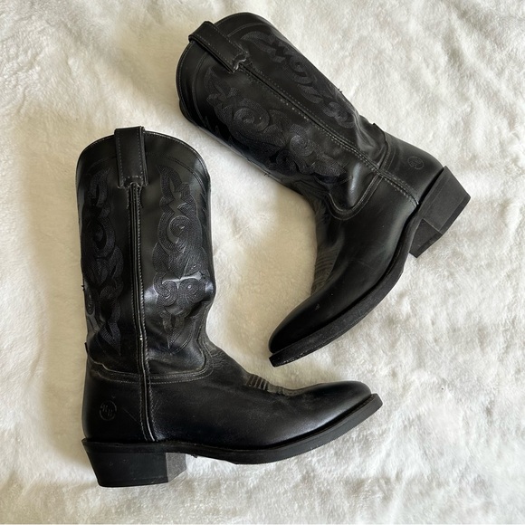 Double H Men’s Black Leather Boots Size 8D - Picture 1 of 16